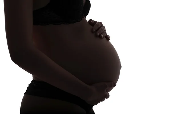 Hamile anne silüeti — Stok fotoğraf