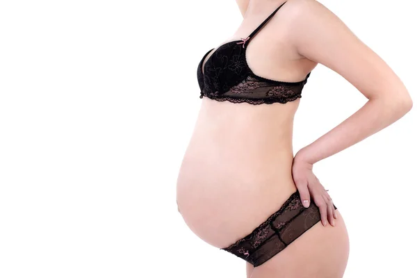 Hamile anne 40 hafta üzerinde beyaz izole — Stok fotoğraf