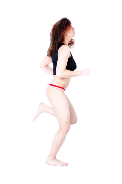 Izole üzerinde beyaz jogging girl — Stok fotoğraf