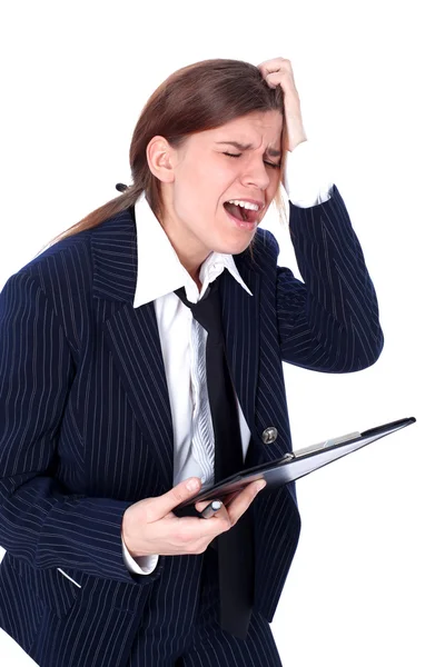 Krise gestresste Geschäftsfrau — Stockfoto