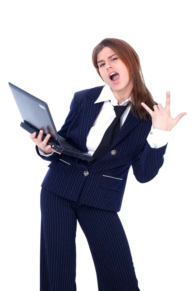 Coole Geschäftsfrau mit PC — Stockfoto