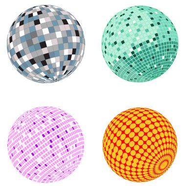 Vector disco ball set clipart