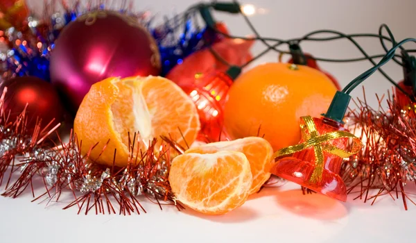 stock image Christmas decoration and mandarine