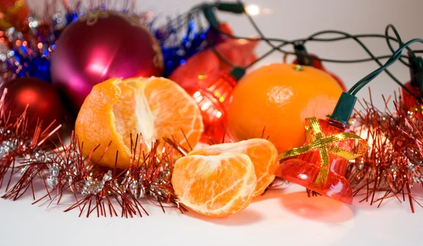 Decoração de Natal e mandarina Imagem De Stock