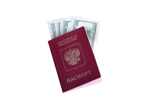 O passaporte e dólares — Fotografia de Stock