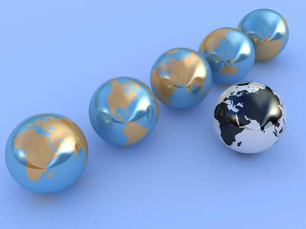 A row of abstract globes — Stock Photo, Image