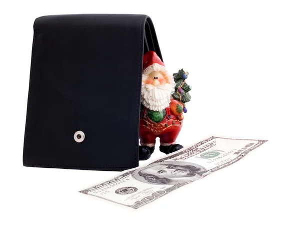 Contant geld in een geschenk van santa — Stockfoto