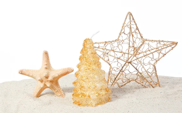 stock image Christmas on a beach with stars