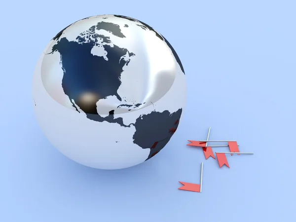 Globe and flags — Stock Photo, Image