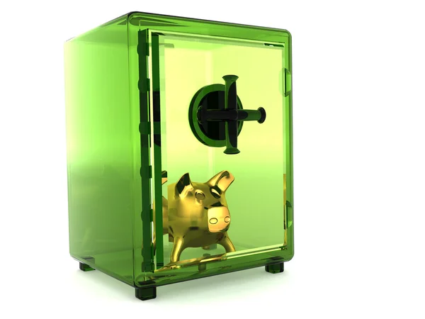 Прозрачный зеленый сейф — стоковое фото