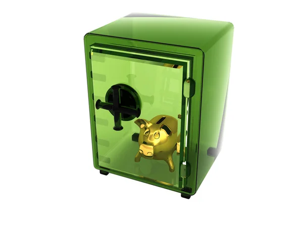 Transparent green safe — Stock Photo, Image