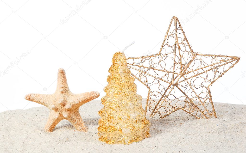 Christmas on a beach with stars