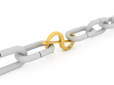 Dollar connecting two links of chain clipart