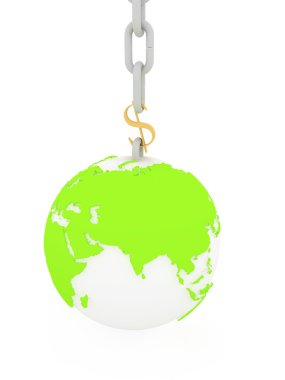Planet hangs on a chain clipart