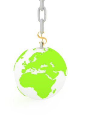 Planet hangs on a chain clipart