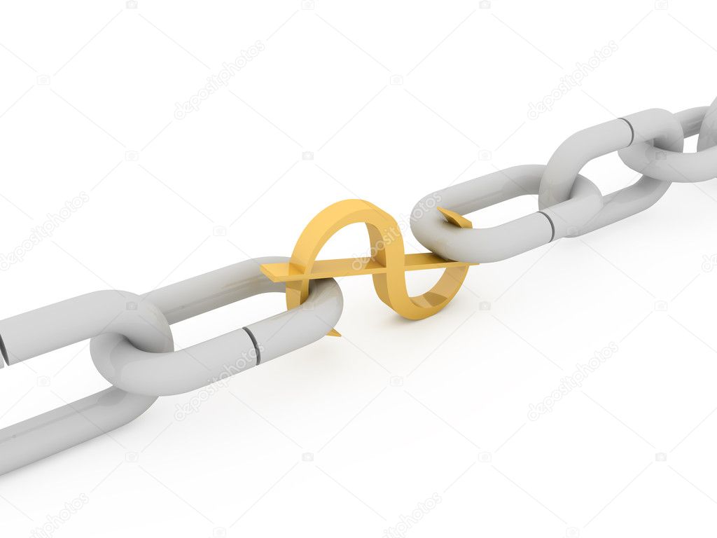 Dollar connecting two links of chain