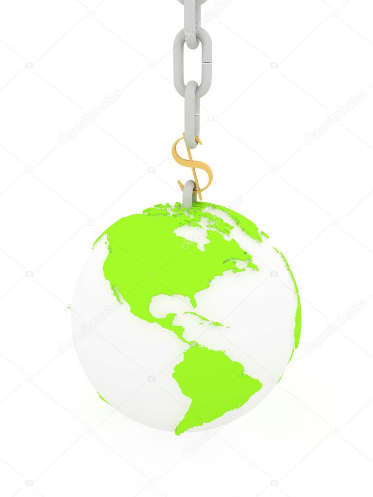 Planet hangs on a chain
