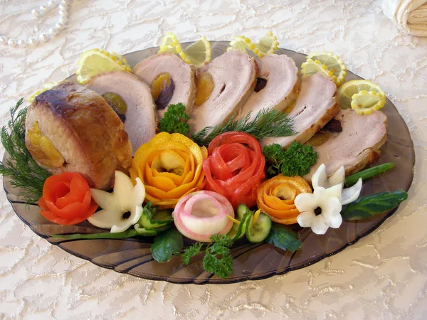 冷たい焼き豚肉 ロイヤリティフリーのストック画像