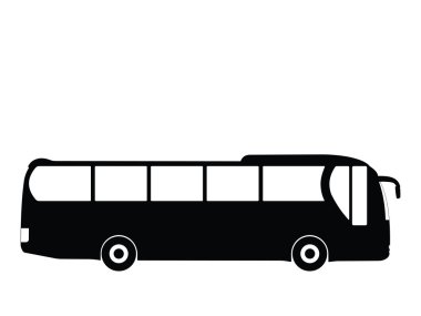 Black silhouette on a bus. Vector illustration. clipart