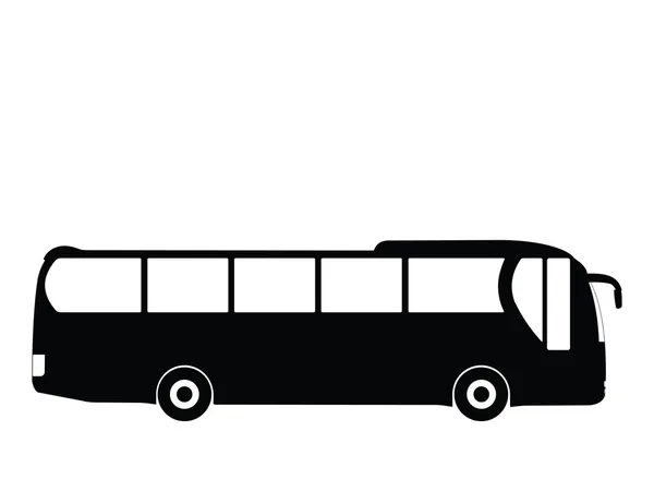 Otobüsteki siyah siluet. Vektör illüstrasyonu. — Stok Vektör