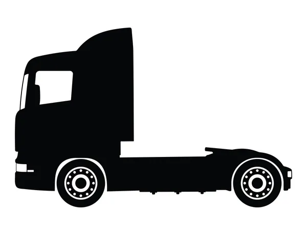Zwart silhouet op een vrachtwagen. vectorillustratie. — Stockvector