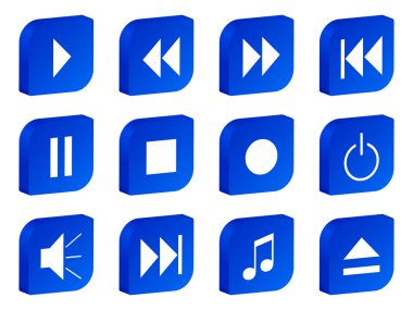 Audio video 3d icon blue clipart