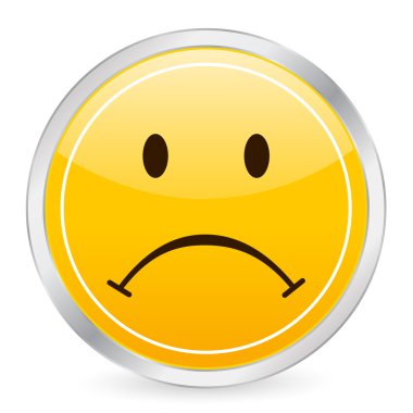 Sad face yellow circle icon clipart