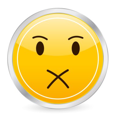 Shut up face yellow circle icon clipart