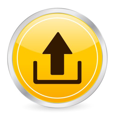 Upload yellow circle icon clipart