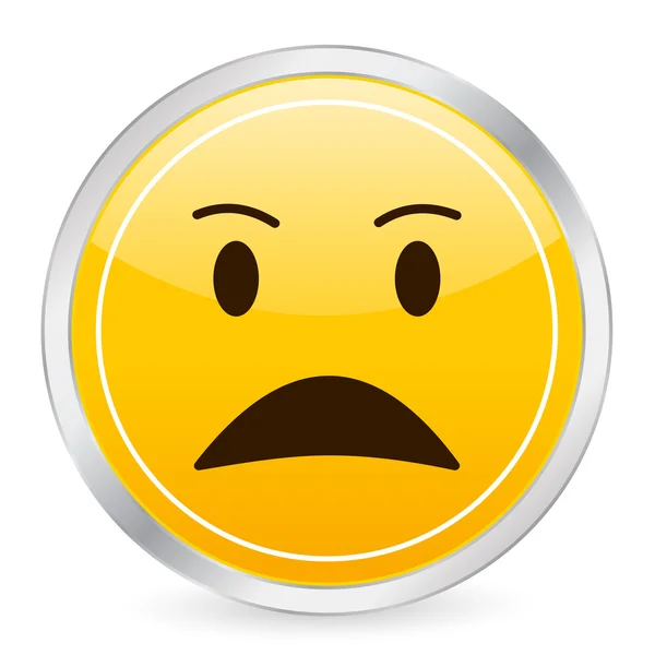 Angry faccia giallo cerchio icona — Vettoriale Stock