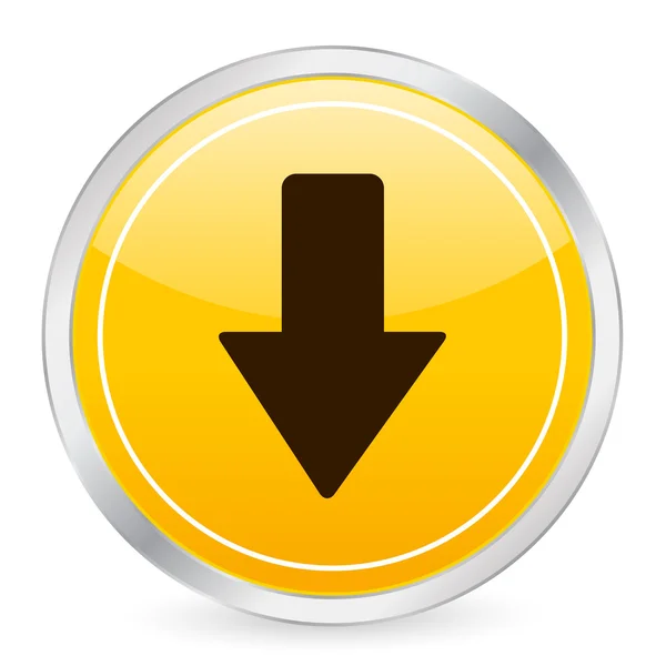 Flèche vers le bas icône cercle jaune — Image vectorielle