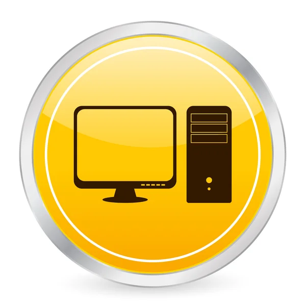 コンピューターの黄色の円のアイコン — ストックベクタ