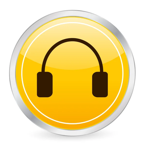 Headphone ícone círculo amarelo — Vetor de Stock