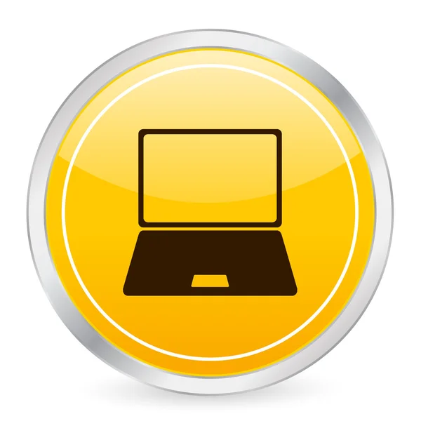 Ordinateur portable icône cercle jaune — Image vectorielle
