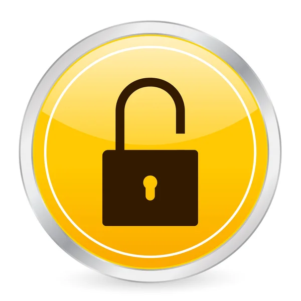 Cadenas ouvert icône cercle jaune — Image vectorielle