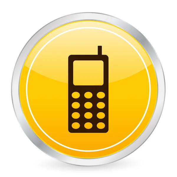 Mobilní telefon žlutý kruh ikonu — Stockový vektor