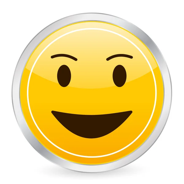 Lachend gezicht gele cirkel pictogram — Stockvector