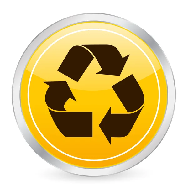 リサイクル シンボル黄色の円のアイコン — ストックベクタ