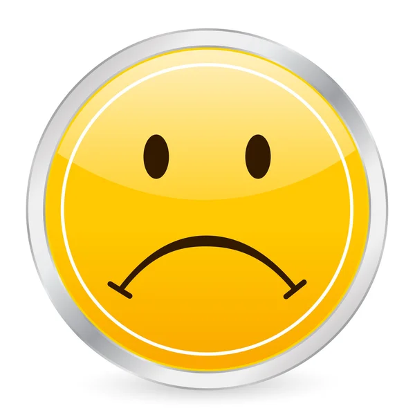 Szomorú arca sárga kör ikonra — Stock Vector