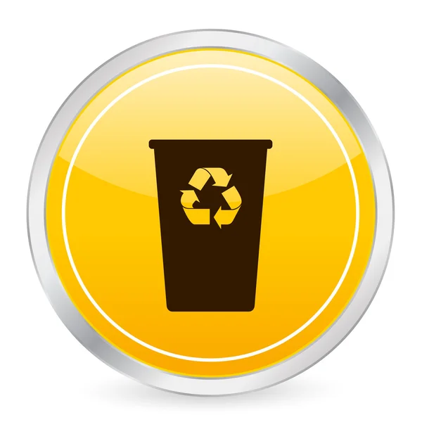 Papelera de reciclaje icono círculo amarillo — Vector de stock
