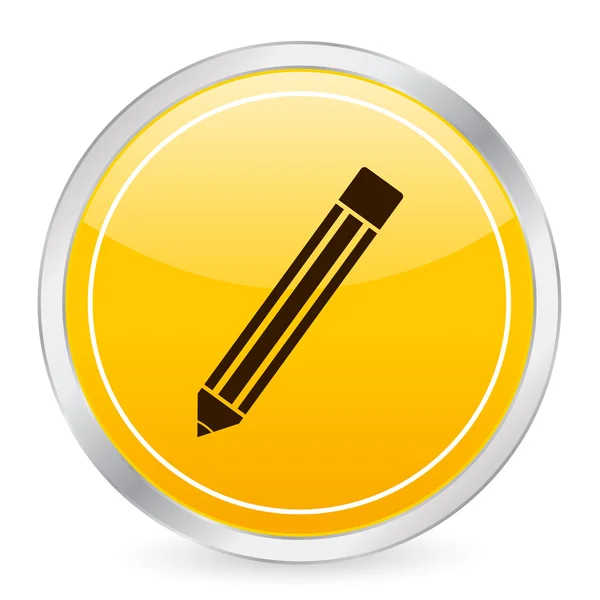 黄色い円の鉛筆アイコン — ストックベクタ