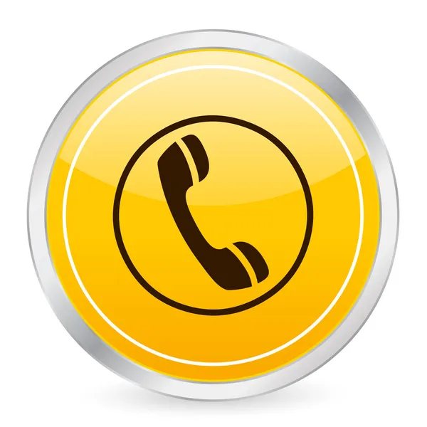 Telefone ícone círculo amarelo — Vetor de Stock
