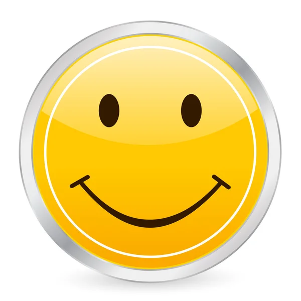 笑顔の顔黄色の円のアイコン — ストックベクタ