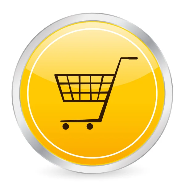 Nákupní vozík žlutý kruh ikonu — Stockový vektor