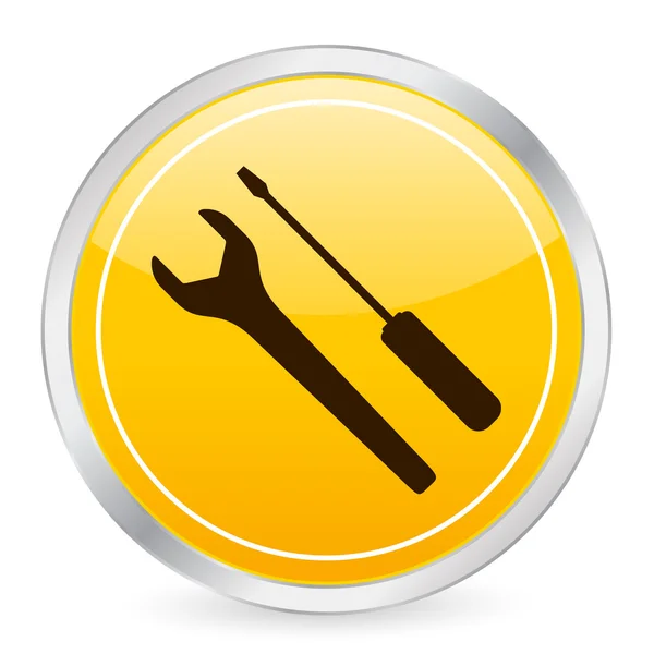 Eszköz sárga kör ikonra — Stock Vector
