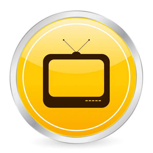 Icône cercle jaune TV — Image vectorielle