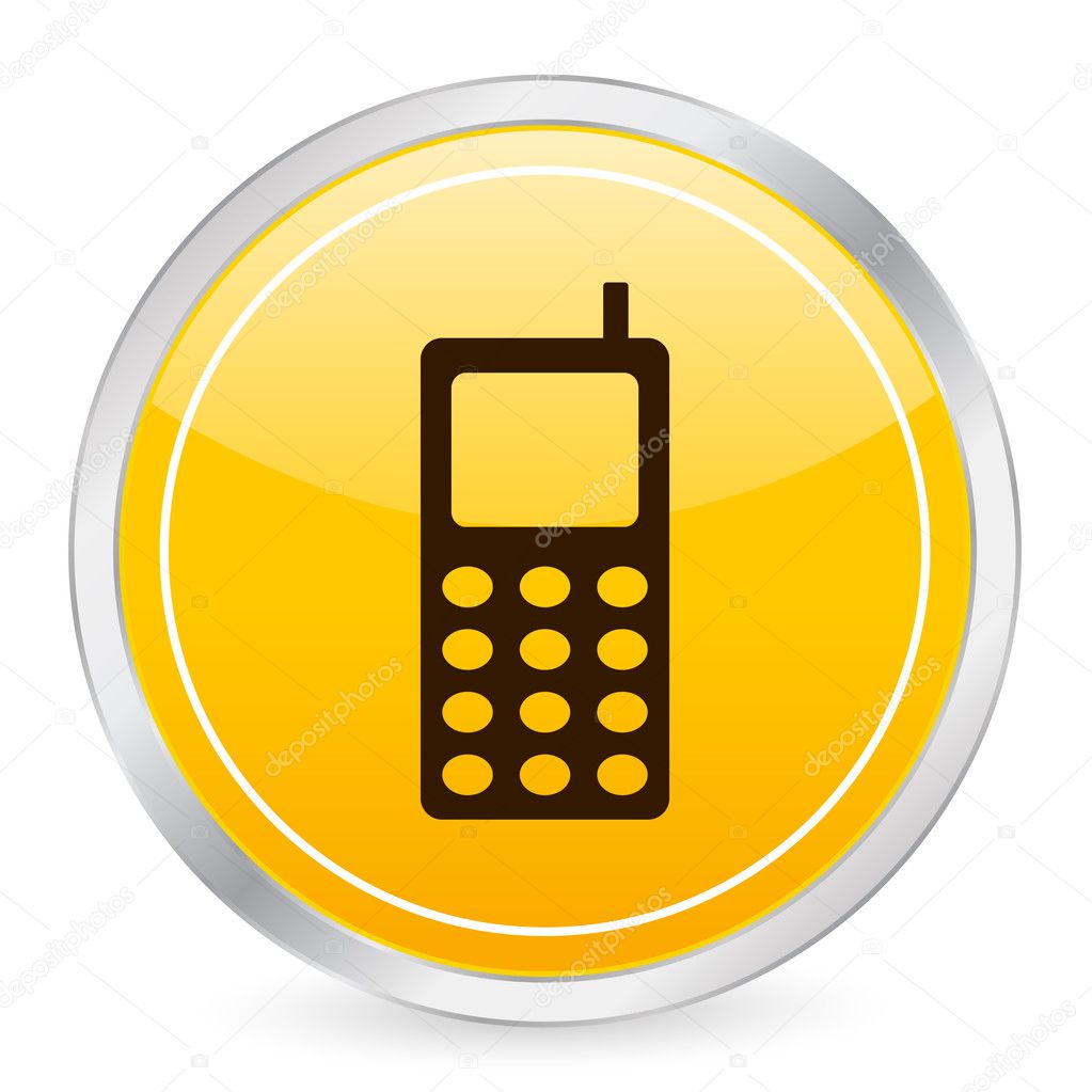 Mobile phone yellow circle icon — Stock Vector © julydfg #2055247