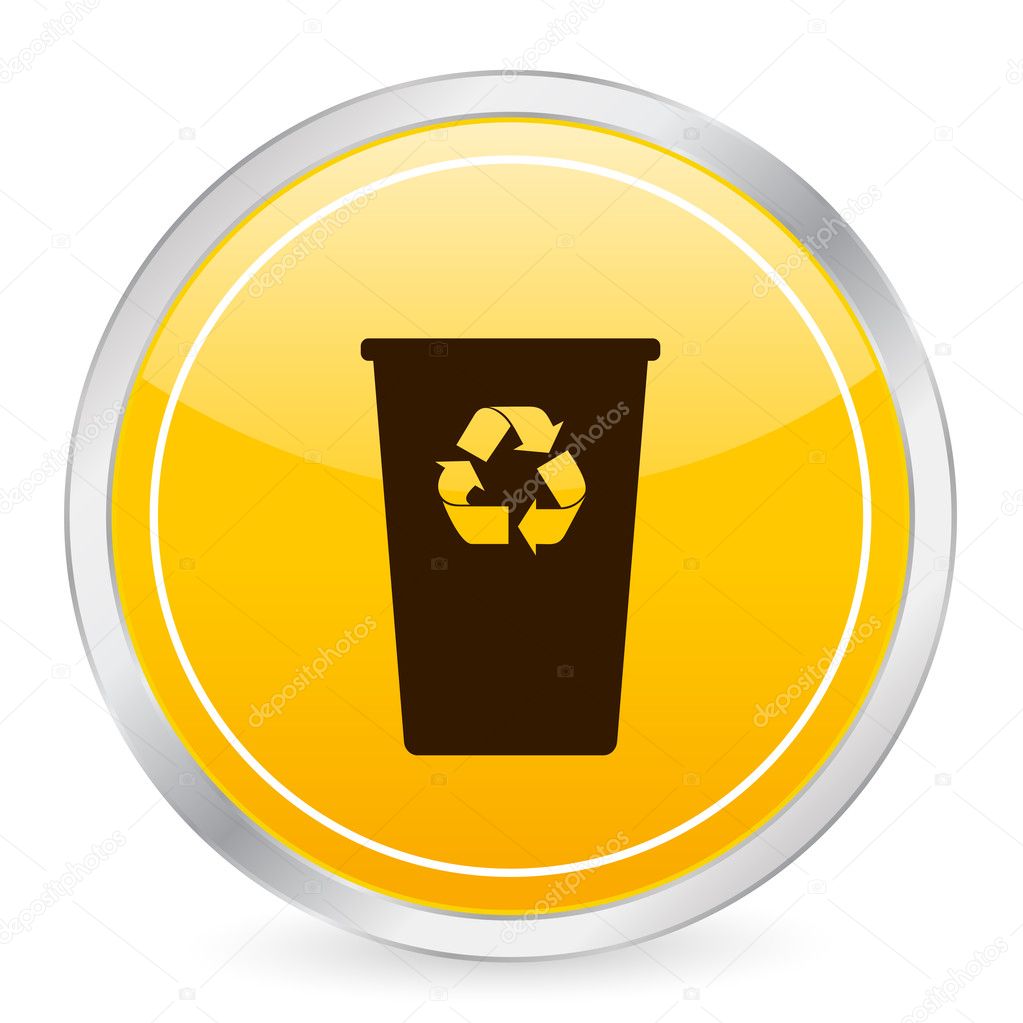 Recycle bin yellow circle icon