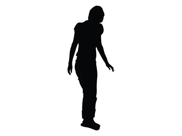 Μαύρο κορίτσι silhouette σε λευκό φόντο. εικονογράφηση φορέας. — Διανυσματικό Αρχείο