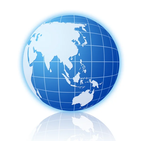 Globo mundial azul com reflexão 2 — Fotografia de Stock